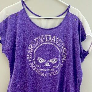 Harley Davidson purple skull shirt.